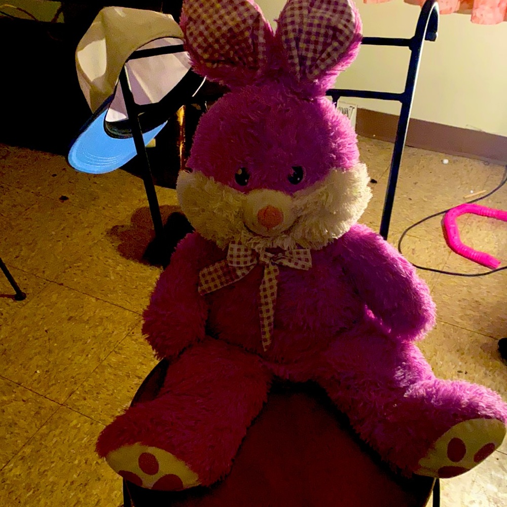At purple bunny stuffed rabbit